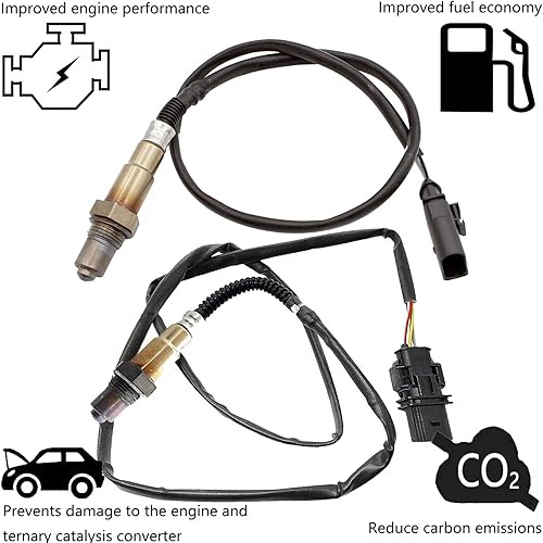 Miniatura 4 de Dropwater 1 par de sensores de oxígeno O2 ascendentes y descendentes de repuesto para VW Beetle, Golf, Jetta, Passat, Rabbit 2.5L Reemplazan