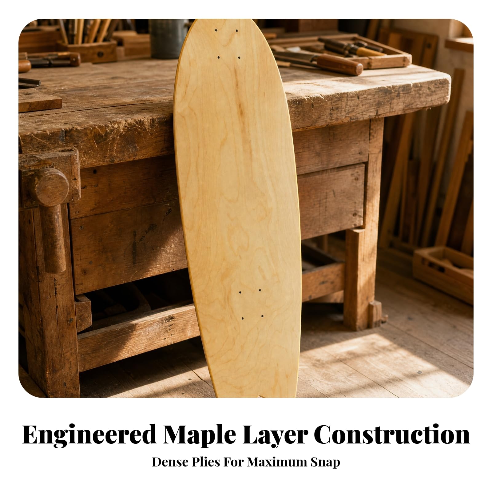MagiDeal Plateau Skateboard à Grain Bois Naturel Pré-Percé Plateau Skate Montage Résistant Planche Skateboard en D'érable , Bois Foncé , 76X26cm