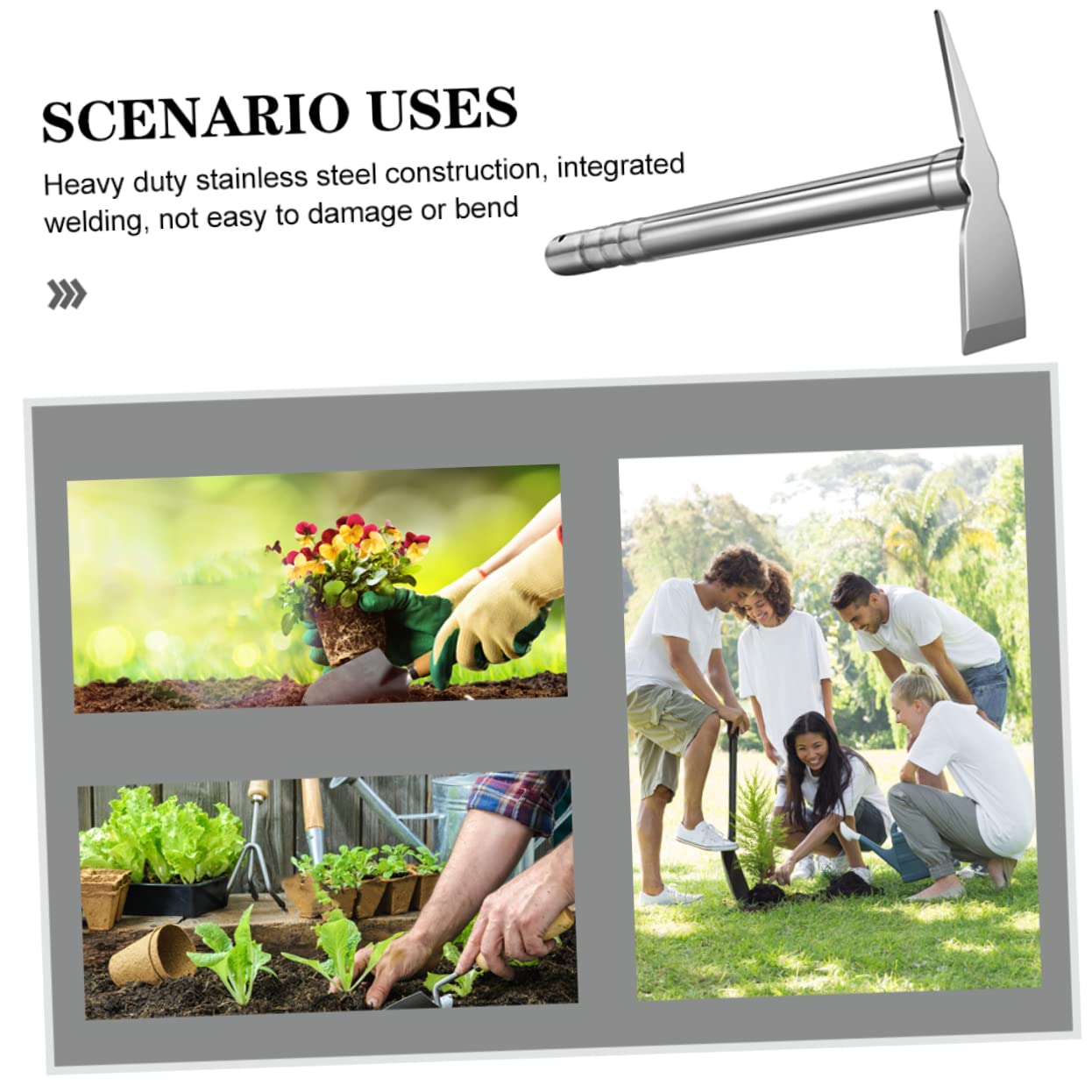 Hemobllo Attrezzo da Giardino in Acciaio Inox, Piccola Versione Manuale | Argento, per Orto e Diserbo, Strumento Compatto per Scavare e Lavorare Terreno