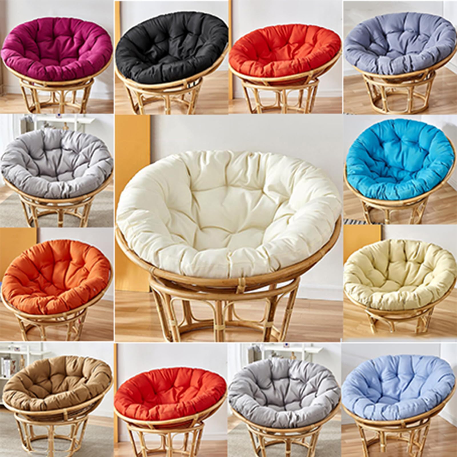 Extra dickes, waschbares Eierstuhlkissen für Schaukel, Hängekorb, Garten, Terrasse, Sitzkissen (170 x 120 cm, hellgrau) – bequemes Freizeit-Lounge-Zubehör