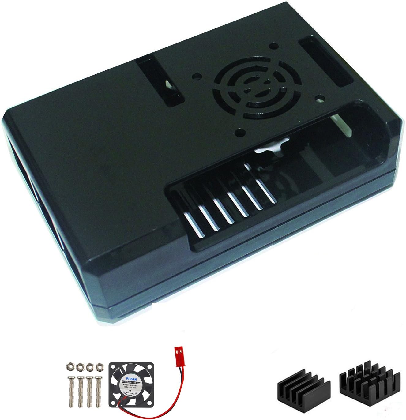 For Raspberry Pi 3 Fan Case, Ownmax Starter Kit For Pi 3 Protective Minimal Case Cover Four Screws with Cooling Fan and Cooler Heatsinks, Available For Pi 2, Pi Model B+