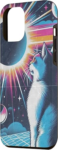 Miniatura 14 de iPhone 12 mini Cat Solar Eclipse - Synthwave Retro Poster Style Case