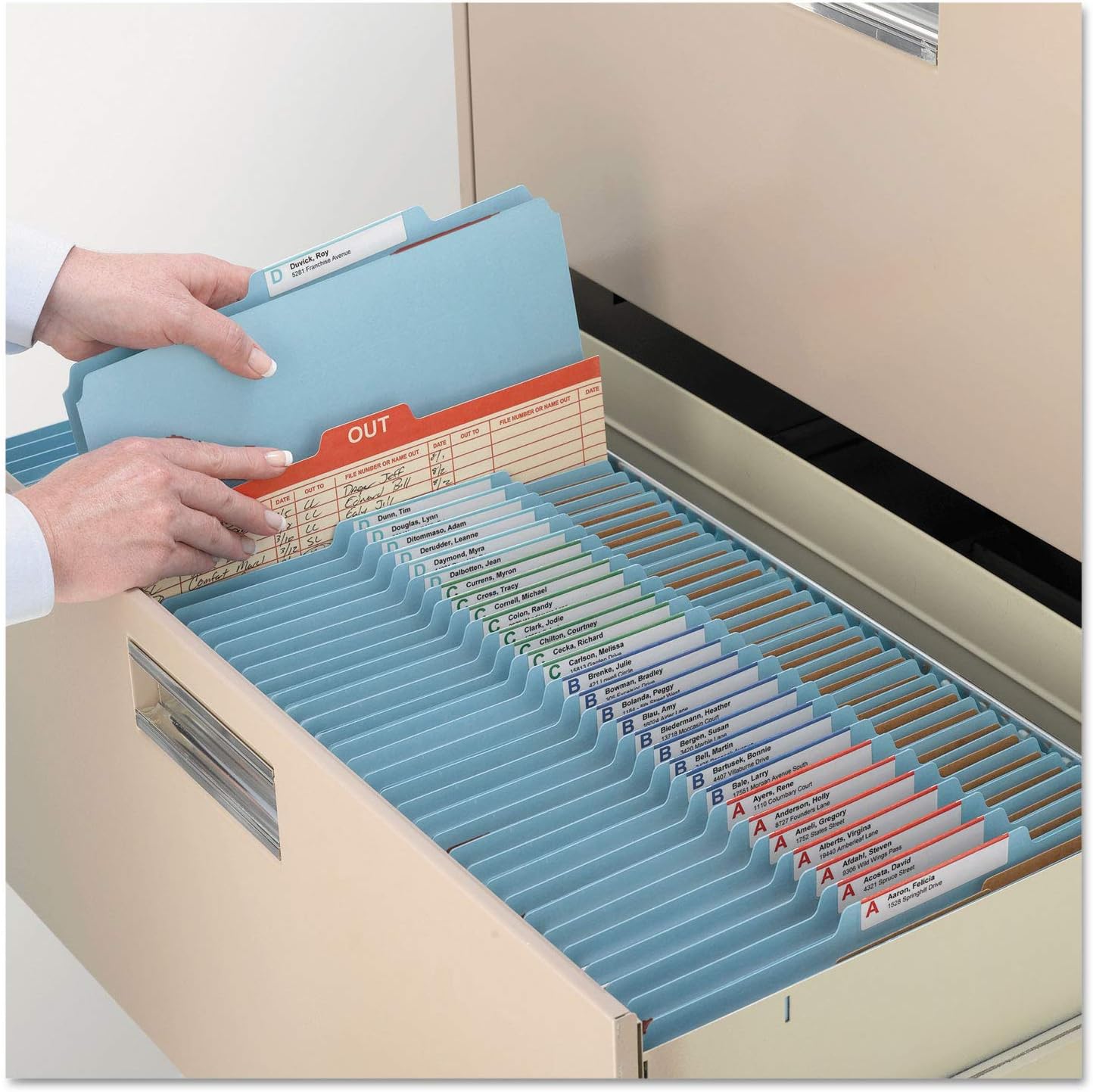 Smead Classification File Folder, 2" Expansion, 2/5-Cut Tab, Letter Size, 10 per Box (1 Divider, Blue)