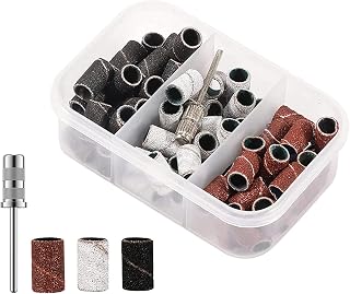 Sanding Bands for Nail Drill Set with Box & Nail Drill Bits, Sanding Ring for Electric Nail Drill Bits and Manicure Pedicure, 80#120#180 Grits Nail Sanding Bands