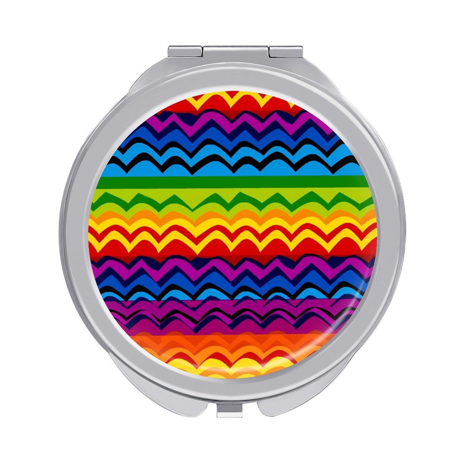 FekiLoot Gay Pride Rainbow Pattern1 Travel Makeup Mirror 2 X /1 X Magnifying Slim Pocket Mirrors Compact for Purse Travel Makeup Mirrors for Pocket, Handbag, Purse Women Gift