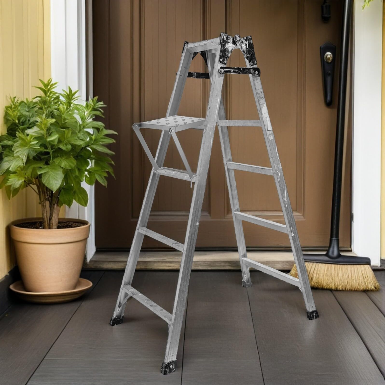 Estante Plegable Escalera Hierro Antideslizante Plataforma Extensible para Herramientas Accesorio Multiusos para Escaleras cópicas en Bricolaje y Reparaciones