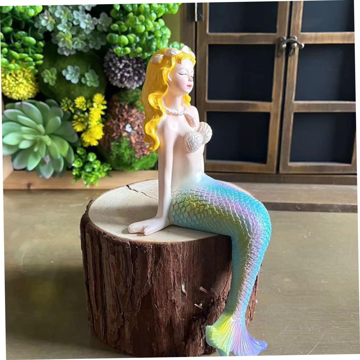 Cabilock 2 Piezas Estatua de Sirena Decorativa de Resina para Acuario y Oficina Adorno de Escritorio Accesorio Estable y Reutilizable para Decoración y Jardín