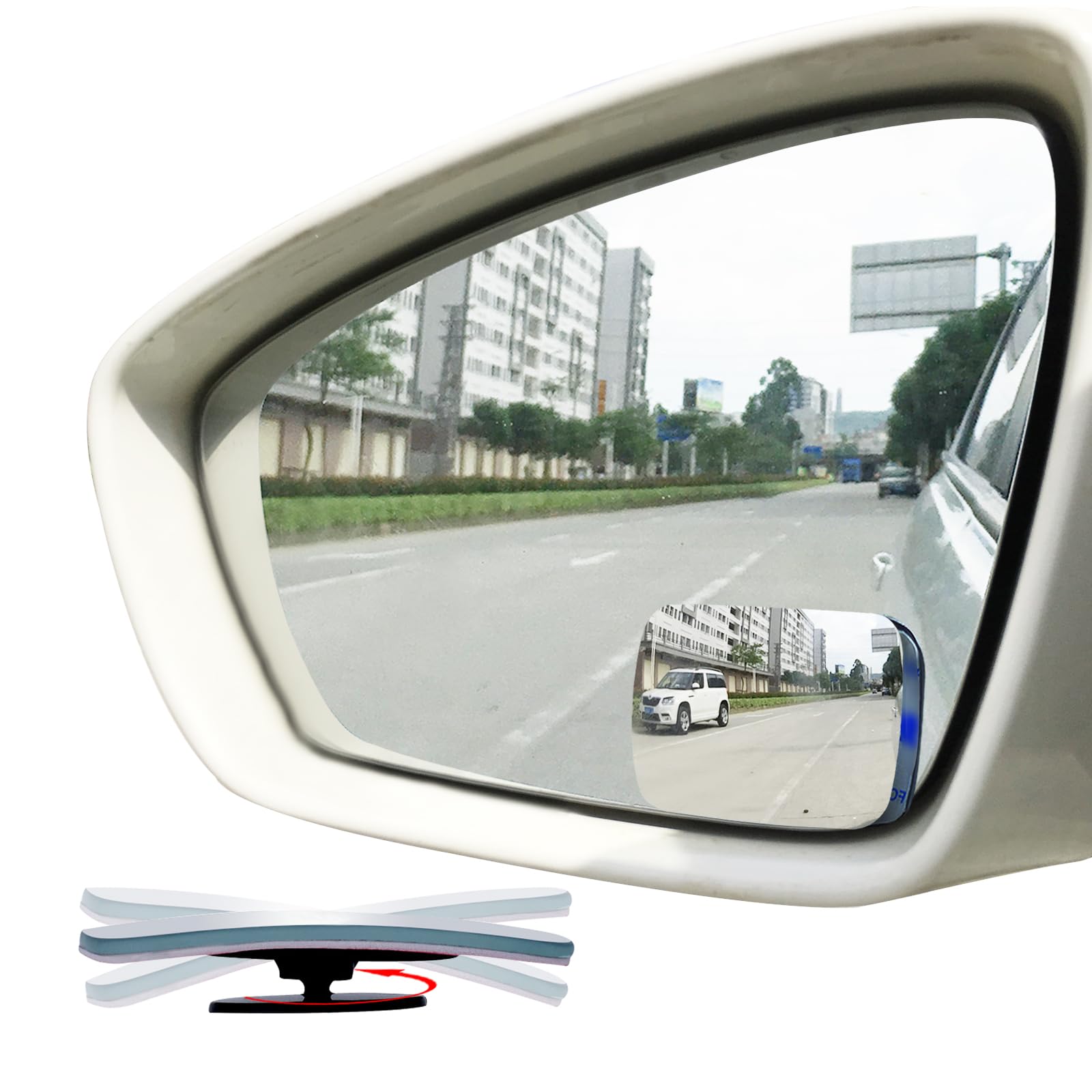 Slim Square Blind Spot Mirror, Ampper HD Glass Frameless Convex Rear ...