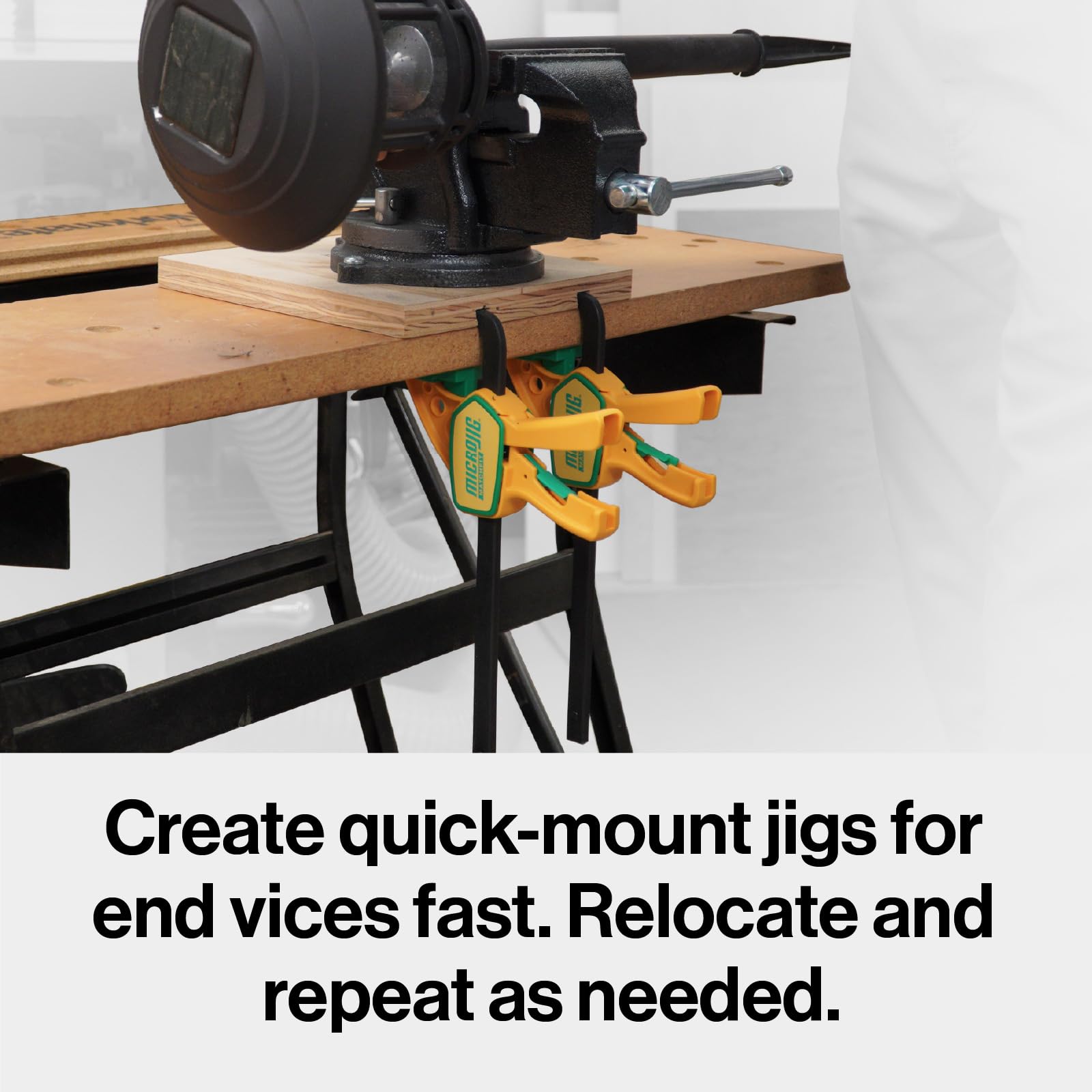 MICROJIG MatchFit Grr-Rip, paquete de 2 - Compatible con pista de cola de milano, abrazaderas de cola de milano de acción de compresión para plantillas, trineos, bancos de trabajo, DVC-625QCK2,
