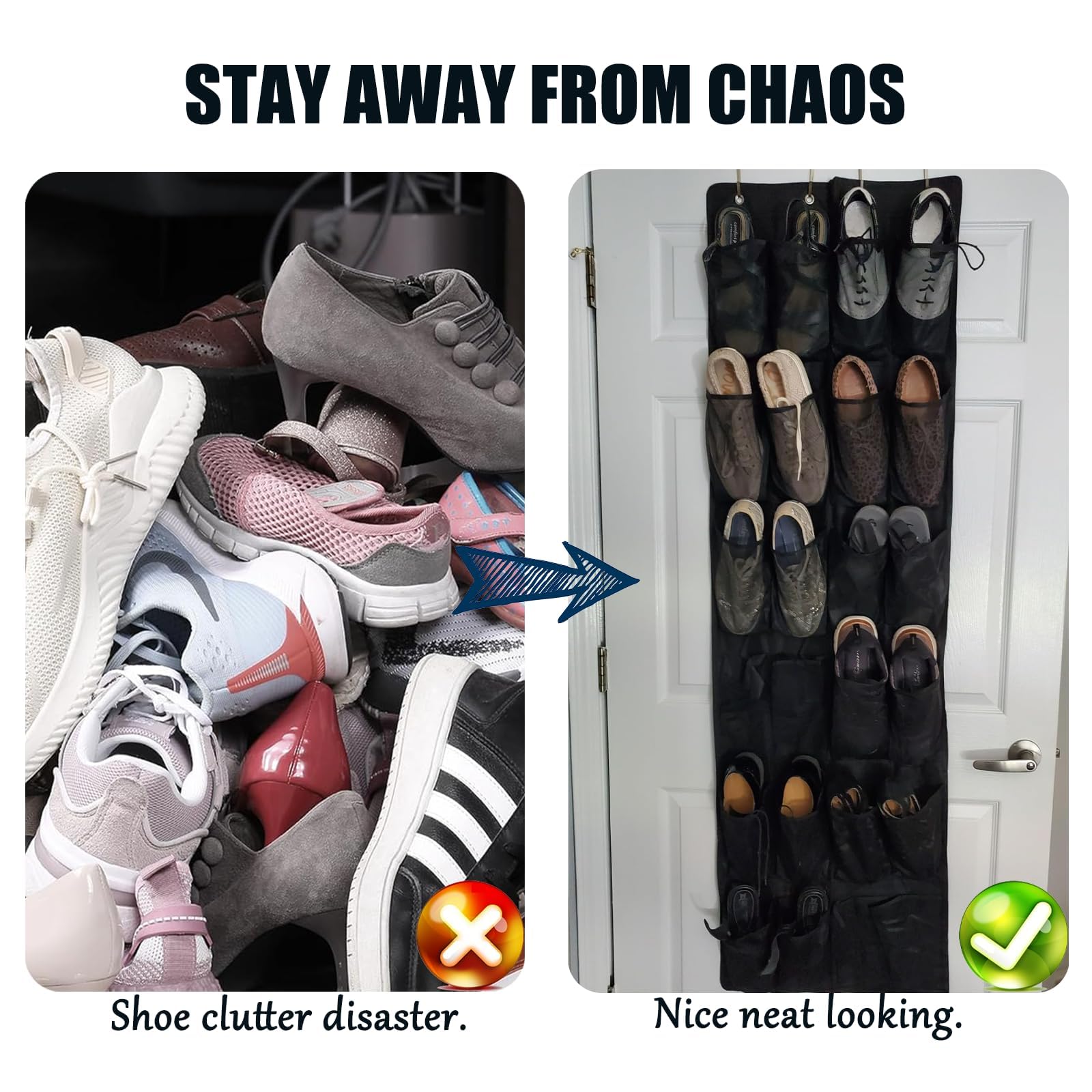 Above Door Organizer for Shoes Hanging Shoe Rack with 2 Hooks, Shoe Storage Hanging, Space Saving - Image 4
