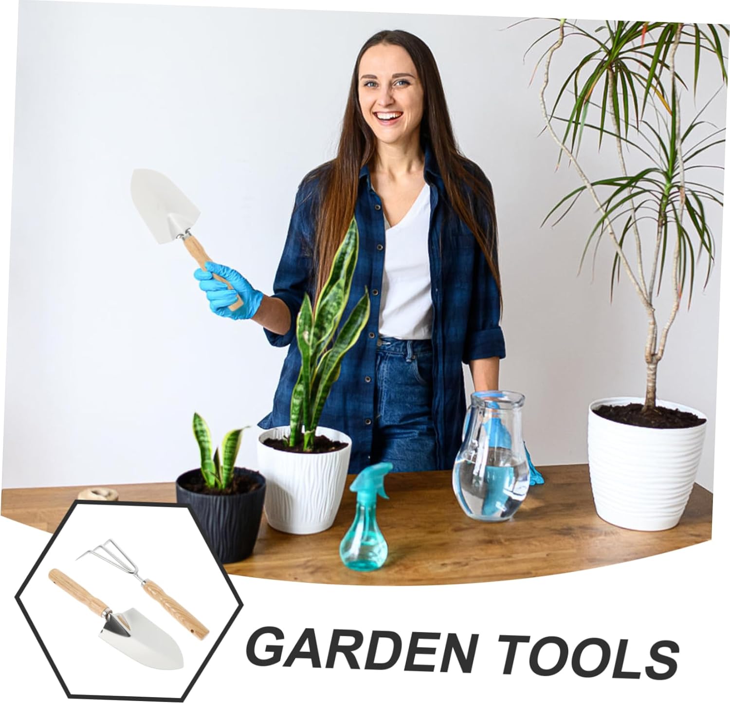 POPETPOP 5sets Hand Trowel and Garden Rake Tool Kit Lightweight Gardening Supplies for Easy Planting Digging and Transplanting Bonsai and Vegetables