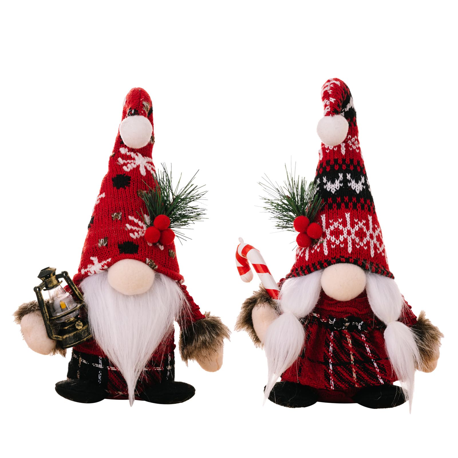 EDLMKM Set of 2 Christmas Gonk Plush Ornaments Decor, Gnome Christmas Ornaments, Cute Traditional Mr & Mrs Santa, Christmas Gonks, Christmas Decorations, for Table, Shelf, Bedroom, Decor