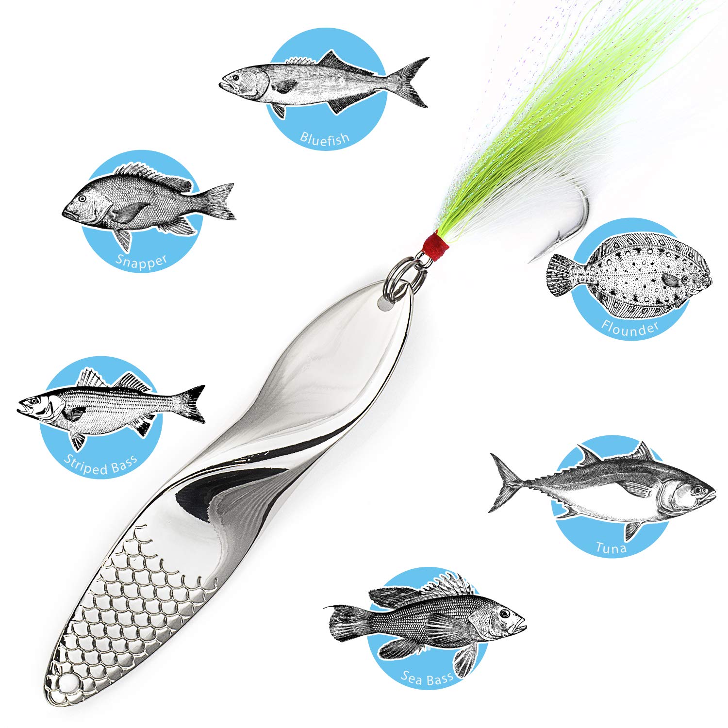 Señuelo de pesca de agua salada con forma de hélice de 1.4 onzas