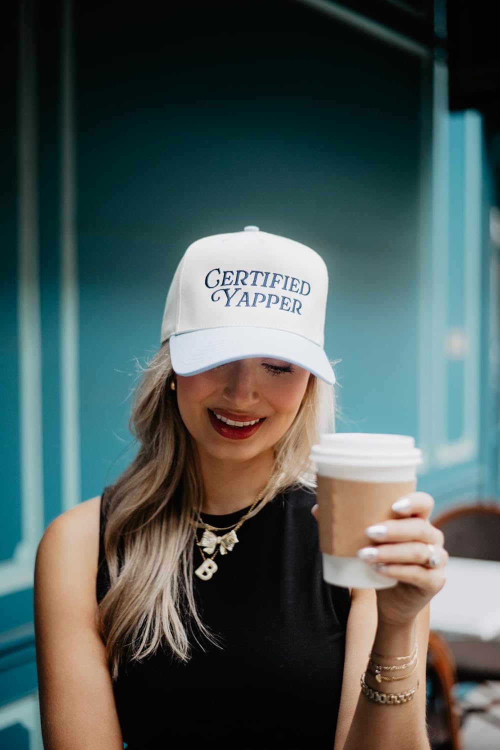KATYDID Certified Yapper Vintage Hat - Two-Toned Funny Trucker Hat - Embroidered Vintage Baseball Cap for Women - Snapback
