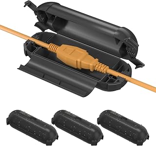 BN-LINK Outdoor Extension Cord Safety Cover 3-Pack, Weather Resistant Seal Housing with 4 Latches, Outdoor Plug Cover Fits 12/14/16 AWG Extension Cord, Holiday Decorations String Lights, Black