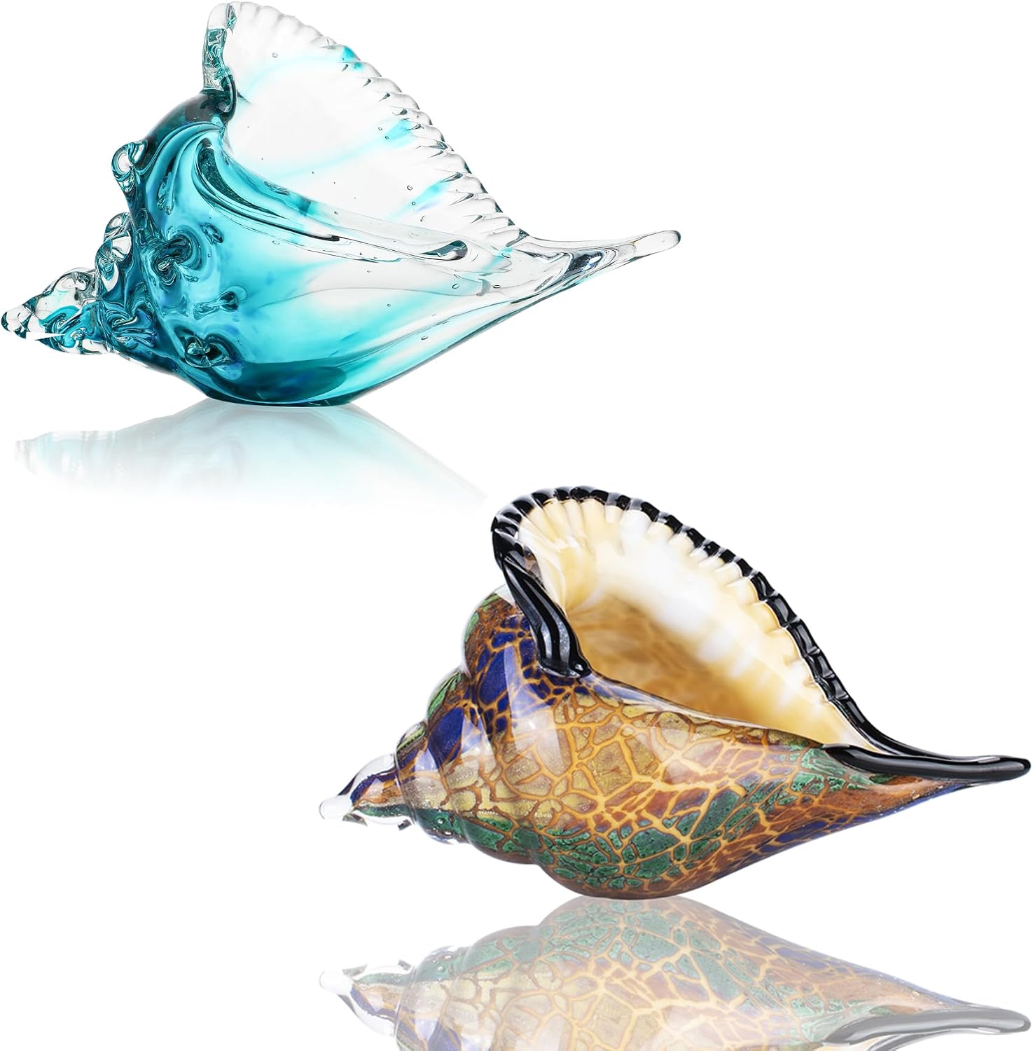QFkris Blown Glass Conch Figurines Bundle