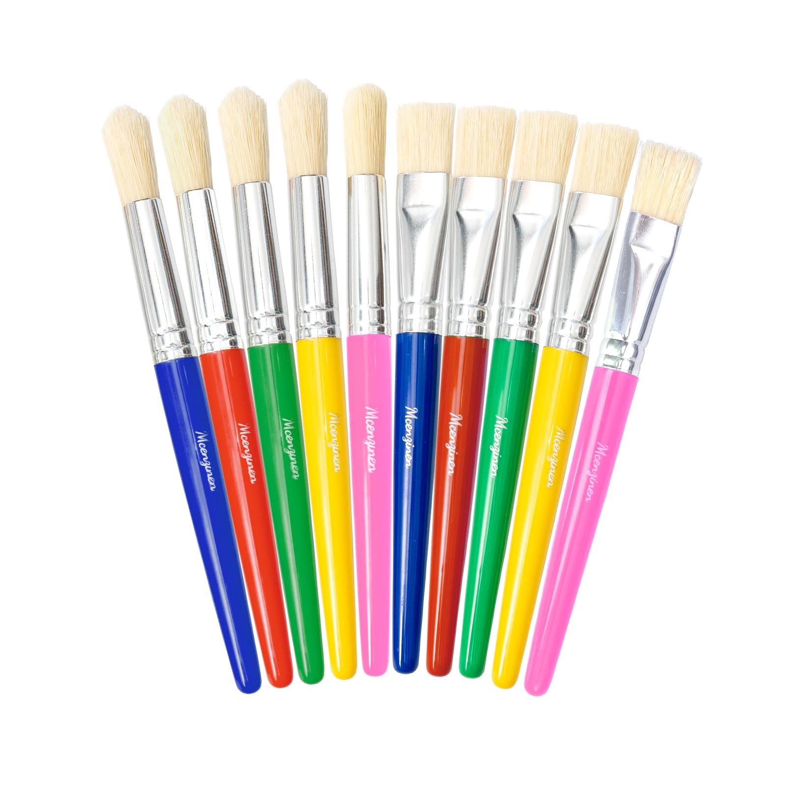 Mcenzinen Large Paint Brushes Round and Flat Paint Brushes for Kids, Children‘s Washable Paintbrushes, Colourful Paint Brush Set for Toddler