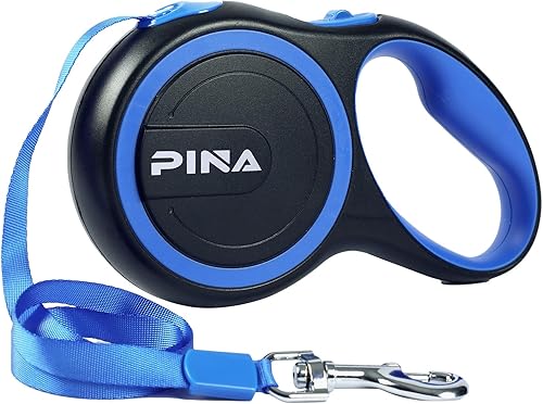 Miniatura 12 de PINA - Correa retráctil para perros, de 26 pies, para perros pequeños, medianos y grandes de hasta 110 libras, cinta de nailon reflectante Negro