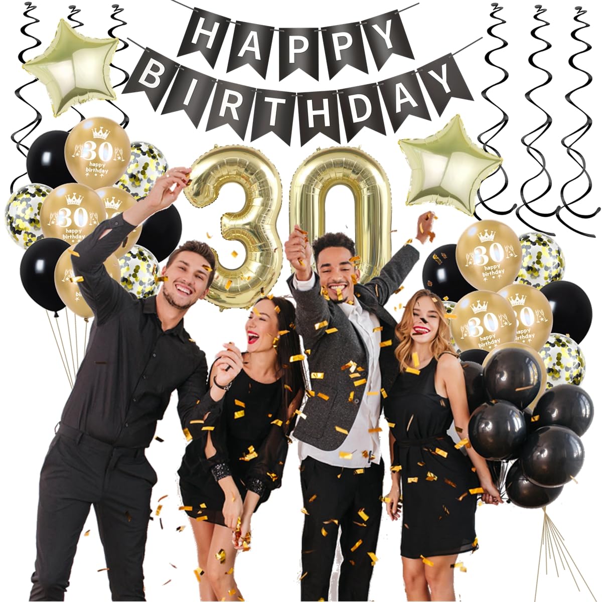 60. Geburtstag Deko Set Schwarz/Gold – Mit Folienballon, Banner, Luftballons & Tortendeko Für Eine Unvergessliche Feier