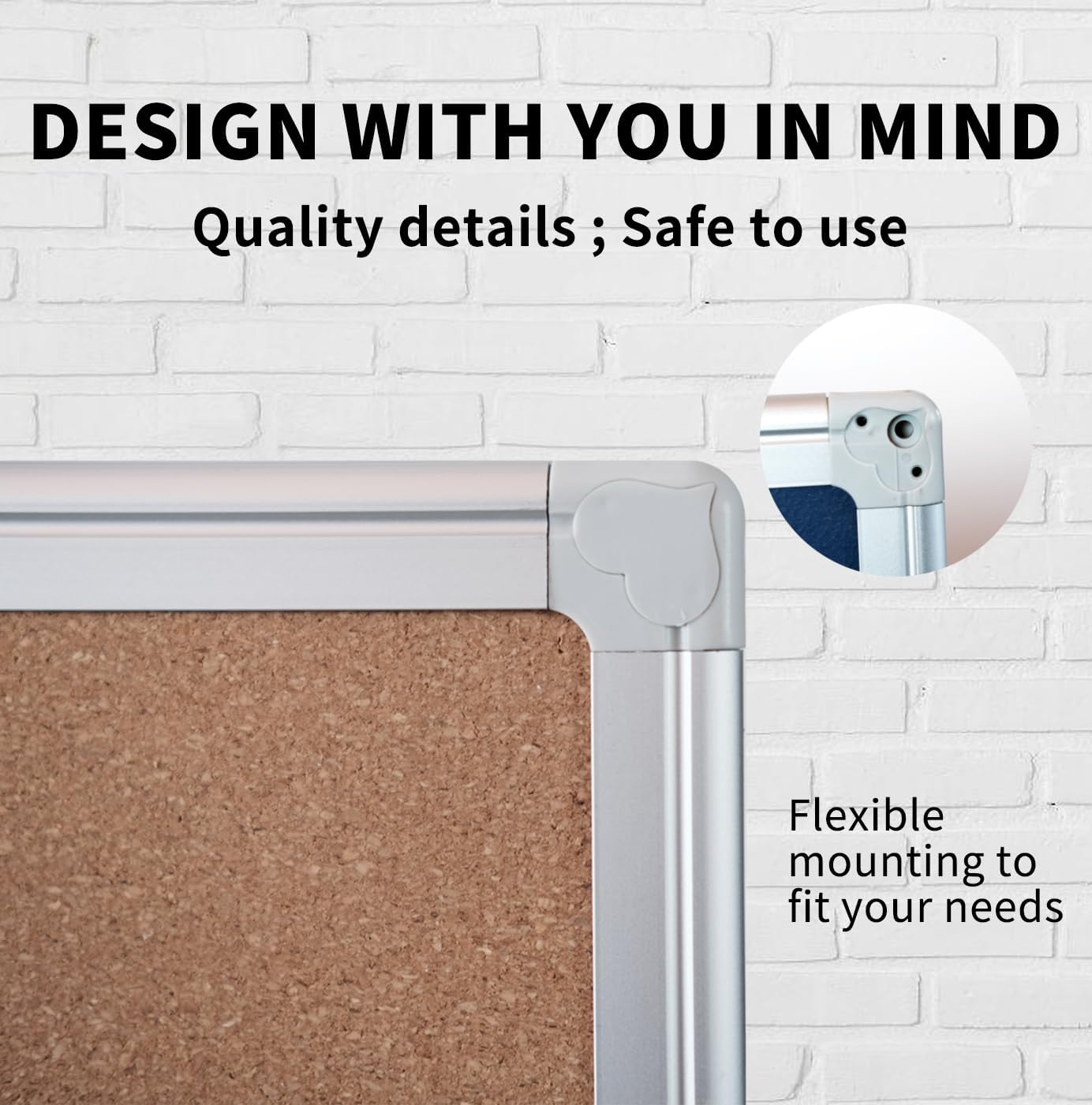 Corksidol Cork Board Bulletin Board- Sliver Aluminum Frame Corkboard for Wall - Message Board, Vision Board, Pin Board with Hidden Hooks, Wall Mounted for Home Office School, 36 X 24 Inches,2 Pack