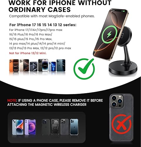 Miniatura 6 de Cargador inalámbrico magnético para iPhone 15 W, cargador rápido y seguro para iPhone 1717 Pro17 Air17 Pro Max 1615141312 Series Apple Magnet