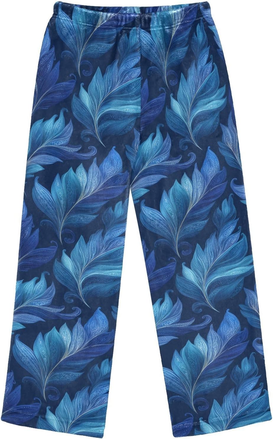 visesunny Blue Feather Boys Pants for Kids Fleece Bottoms Long Jogger Pants Trousers with Pockets Size 6-14Y