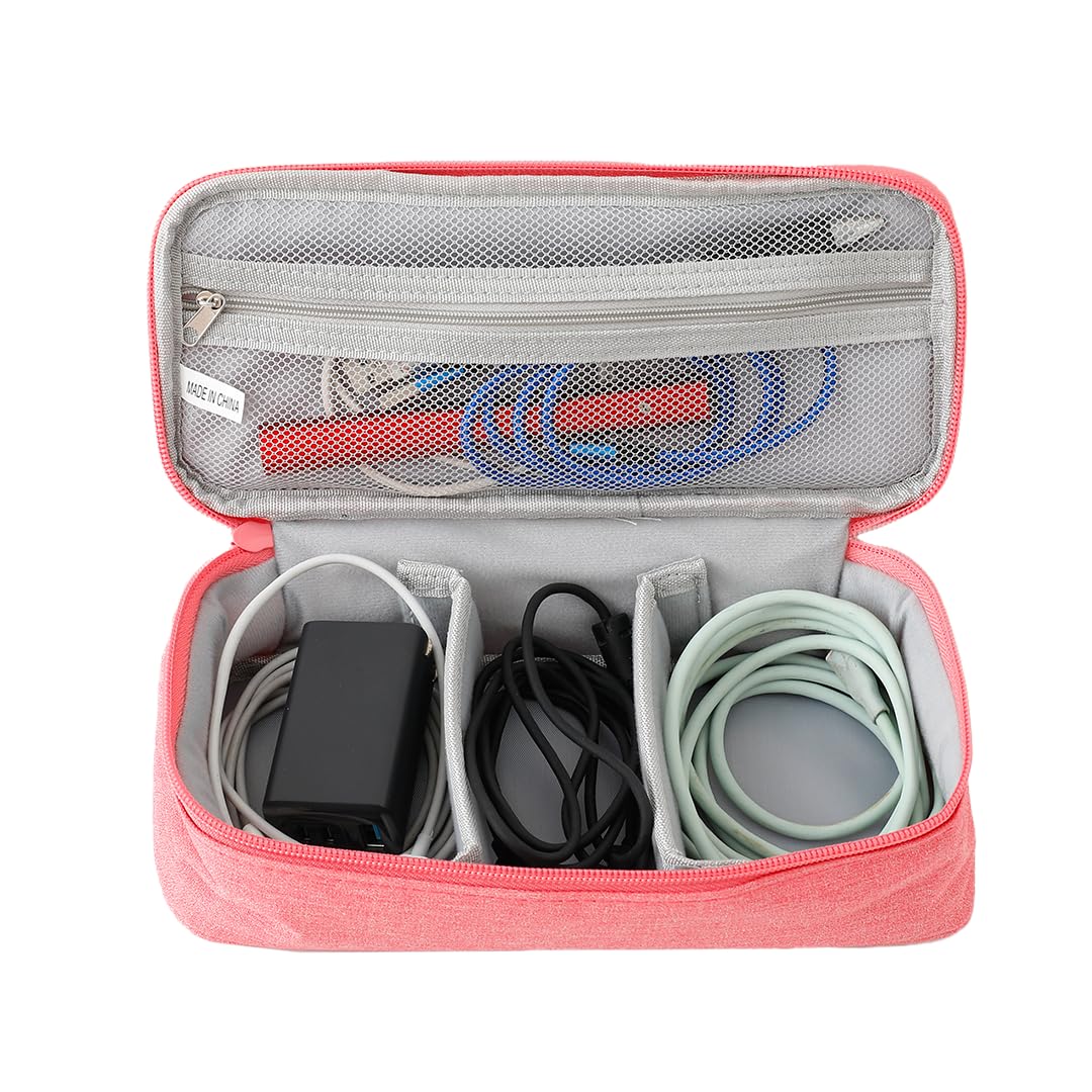 UMAI Electronics Accessories Bag |Travel Organizer | Cable Organiser Bag for Cable, Charger, Cards, Plug | Travel Vanity Bag-Lightweight, Waterproof, Mutlipurpose, Adjustable compartments (Pink) (B0CP9XK2TD) Amazon Price History, Amazon Price Tracker