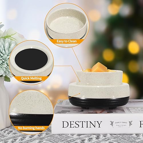 Miniatura 4 de copinpin Calentador de cera para derretimiento, calentador de cera de cerámica para velas perfumadas, quemador de aceite 3 en 1, calentador de cera