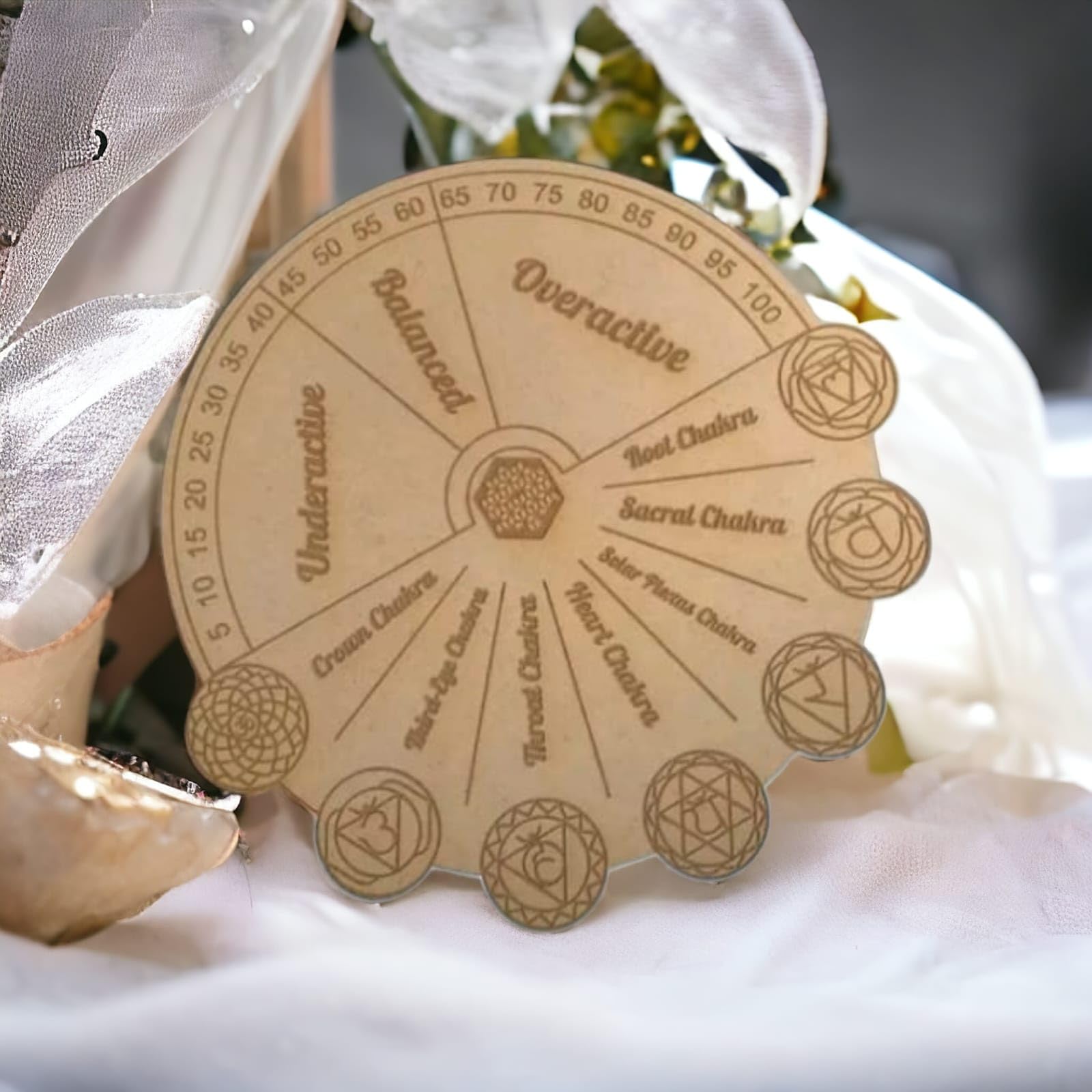 Shivaay Crystal Wooden Handcrafted 7 Chakra Pendulum Board Hanger Protection for Home & Office Enhance Vastu Harmony in Every Corner, Positive Vibrations, Natural Beauty