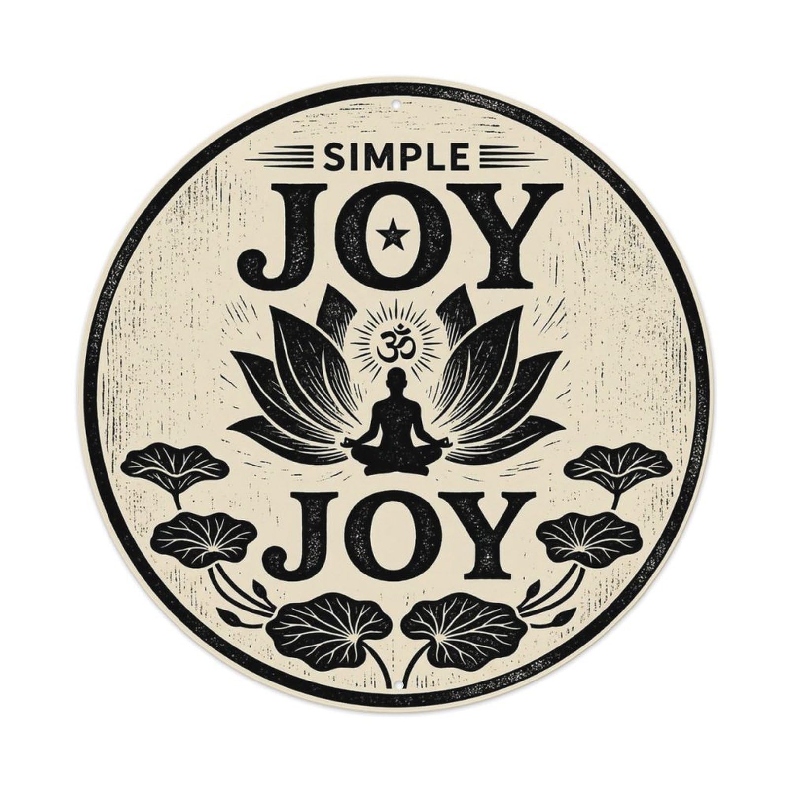 Zen Flower Meditation Den Contentment Vintage Metal Tin Sign Plaque Wall Decor for Cafe, Club Bar, Office, Garden Metal Poster 8x8Inch