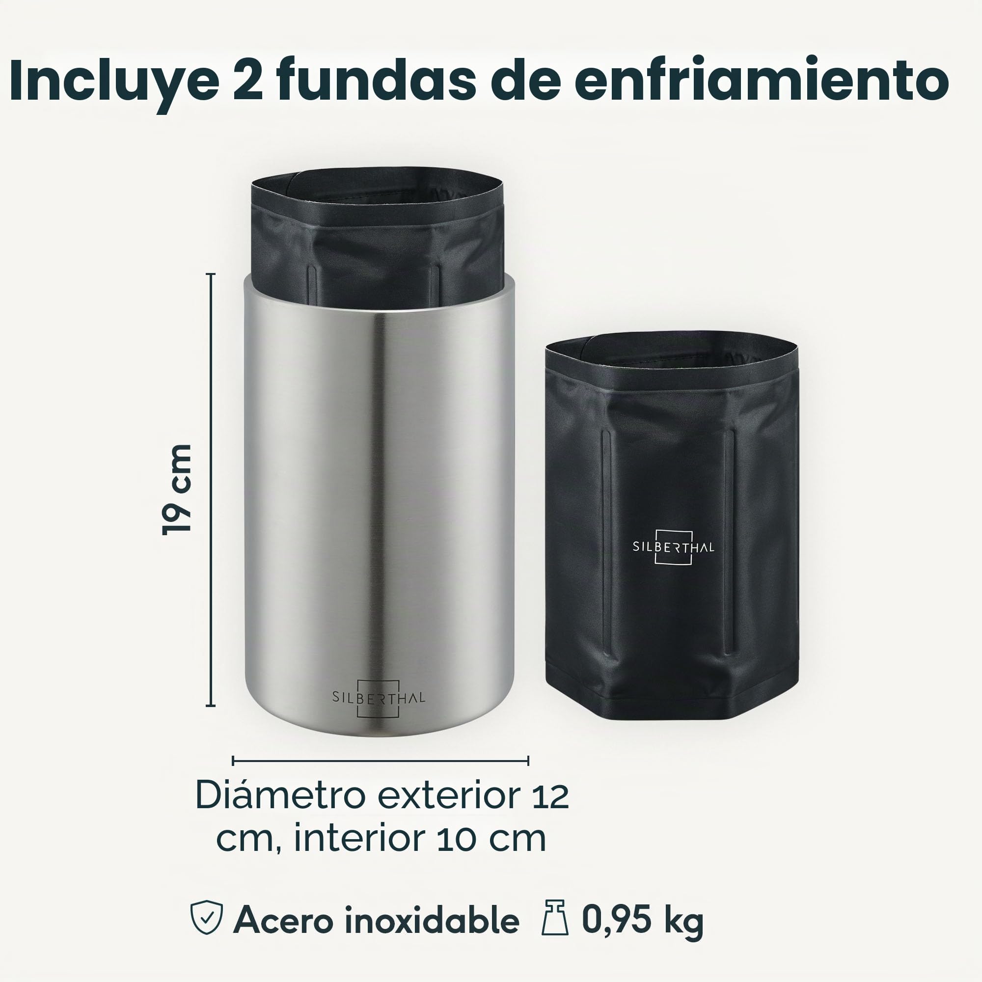 SILBERTHAL Enfriador de botellas de vino - Acero inoxidable - Cubiteras para botellas - Wine cooler