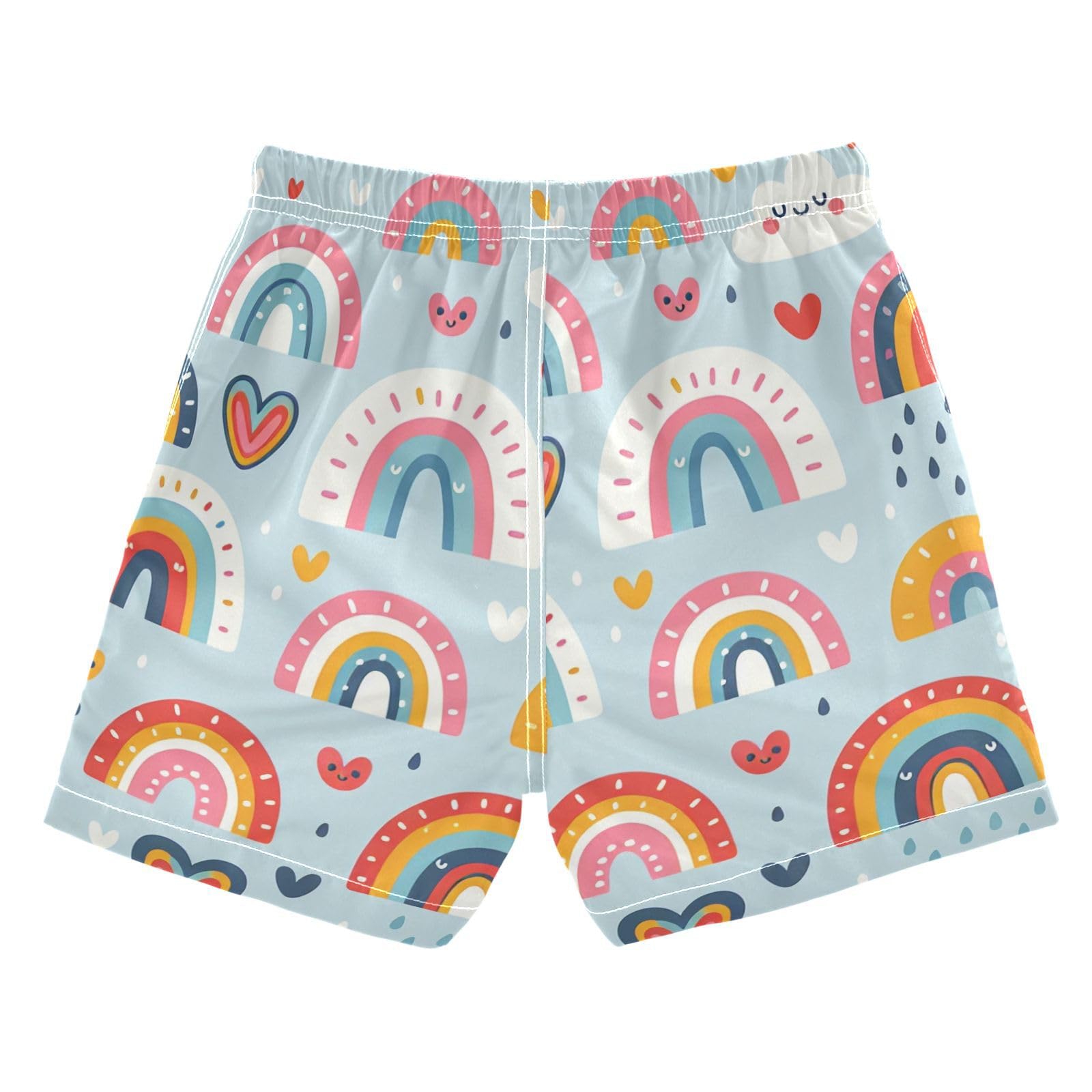FLildon Cute Rainbows Little Boys Swim Trunks with Mesh Lining Quick Dry Beach Board Shorts, 3T