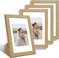 Vista 26 de Juego de 4 portarretratos de 4 x 6 pulgadas, hechos de vidrio real y marco de madera gris, exhibición en pared o mesa, para fotos de 3.5 x 5