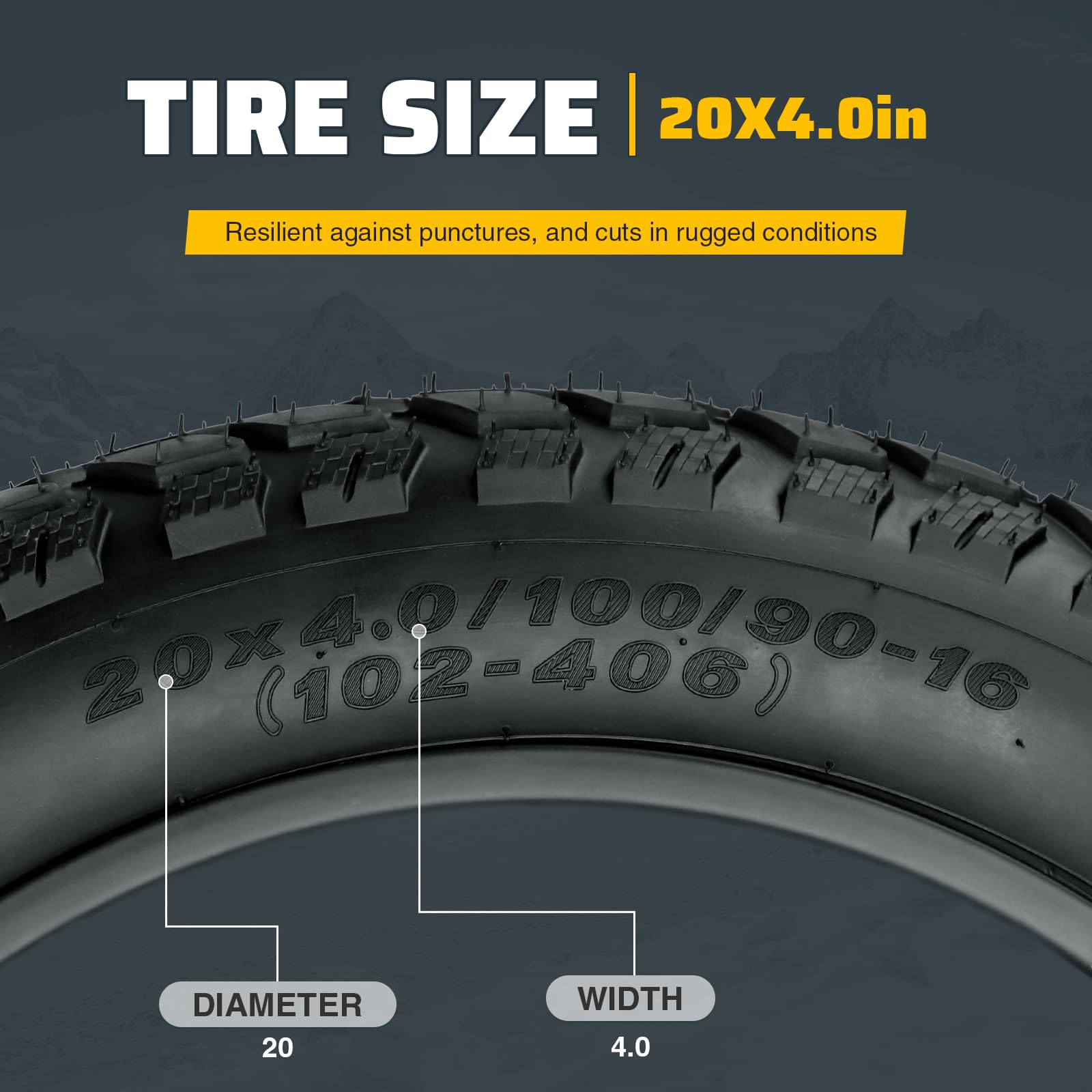 WEEROCK Pneumatici da 20/26 pollici Heavy Duty E-Bike 20/26 x 4.0, pieghevoli, Fat Tire Fat Tire Fat Tire per bici elettrica/mountain bike da neve