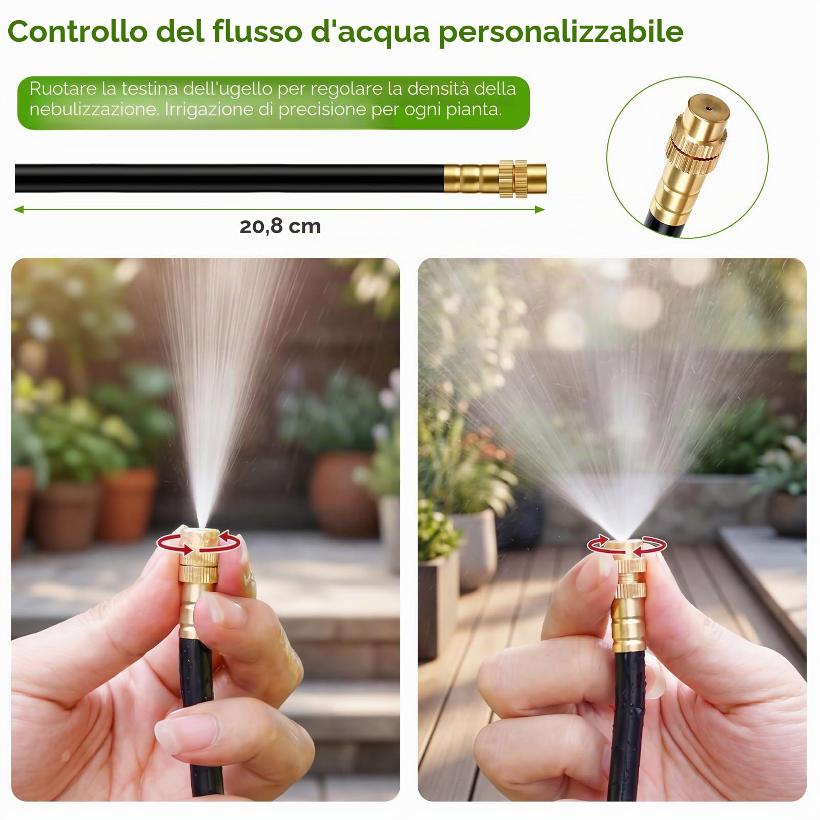 Sistema di irrigazione da giardino, regolabile a 360° Tubo di irrigazione Sistema di irrigazione per balcone Irrigazione delle piante Con 16 ugelli Irrigazione a goccia Irrigazione da