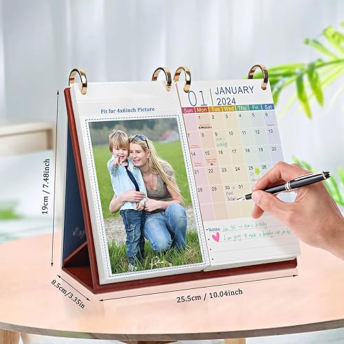 Miniatura 6 de ZEEYUAN Álbum de fotos de pie de 4 x 6 pulgadas con calendario de escritorio de enero de 2024 a junio de 2025, 40 bolsillos de 4 x 6 pulgadas para