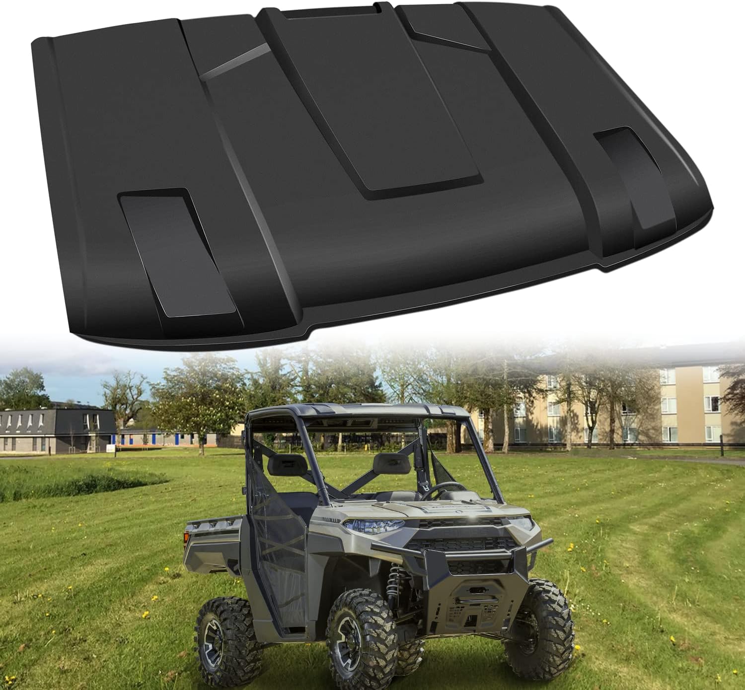 2-Piece Combination Hard Top Roof Cover Compatible with Polaris Ranger XP 900/1000/ XP 1000/570 3-Seat 2013-2023 Sport Roof Exterior Accessories Replace OEM #2882911 (2PCS)