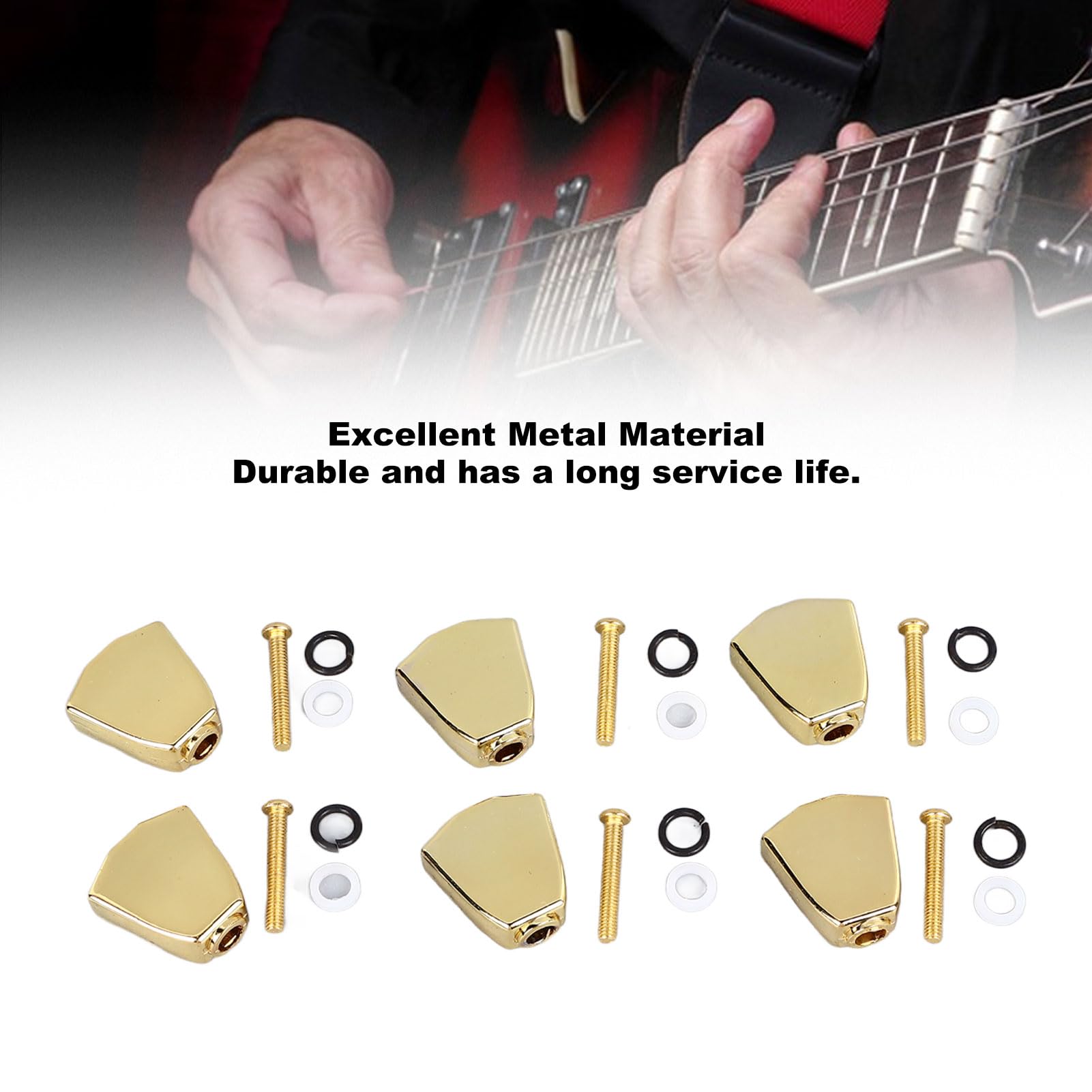 6PCS Guitar Tuner Machine Handle Tuning Key Button Head Metal Guitar Tuning Peg Button Guitar Tuning Pegs (Gold)