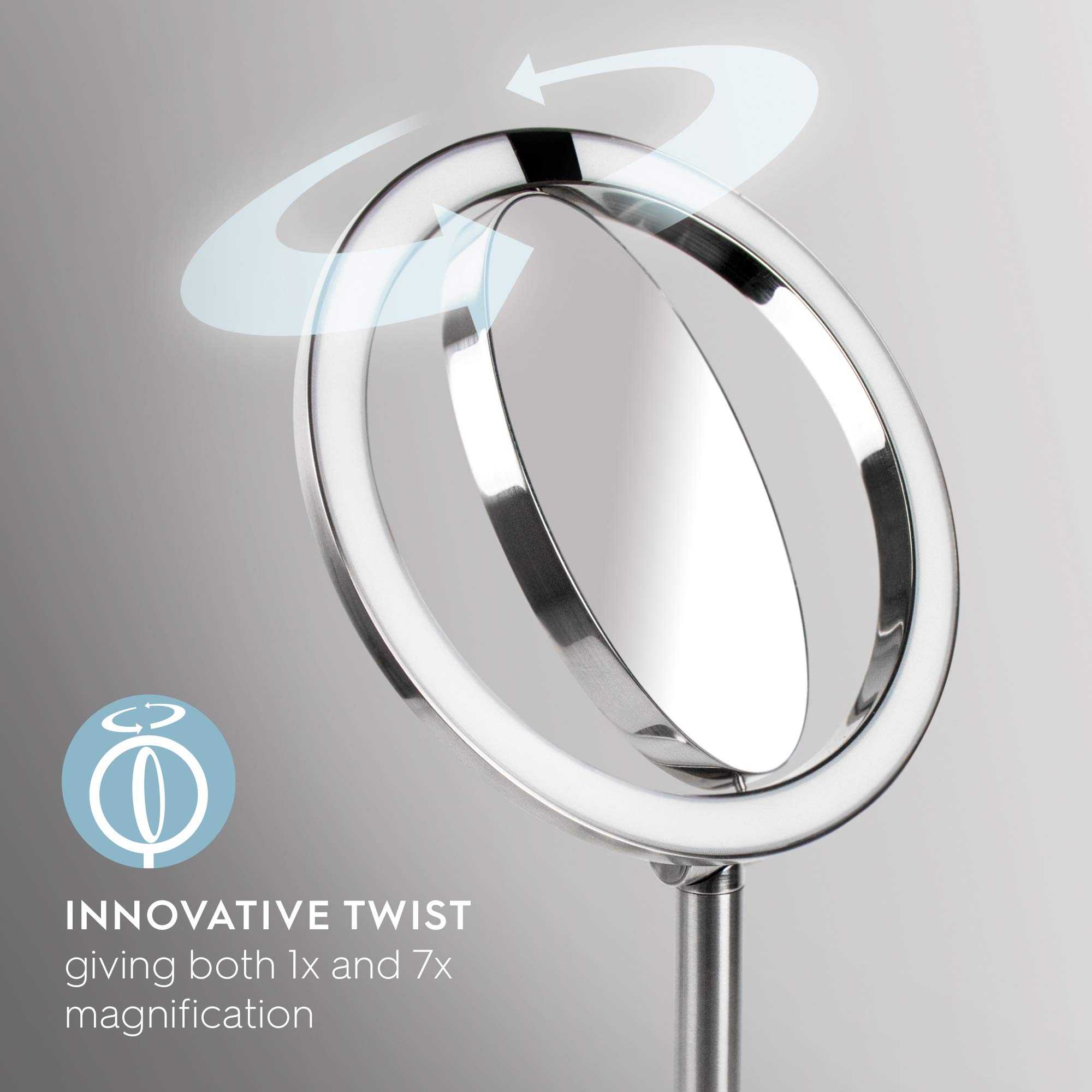 HoMedics Schoonheidsspiegel met naderingssensor, vergrootglas, zware basis voor gestabiliseerd gebruik, heldere verlichting, vervormingsvrij spiegelglas, 7x vergroting, draadloos en oplaadbaar
