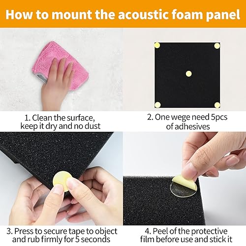 Miniatura 6 de Paquete de 300 puntos adhesivos de doble cara de punta amarilla para paneles de espuma acústica insonorizada