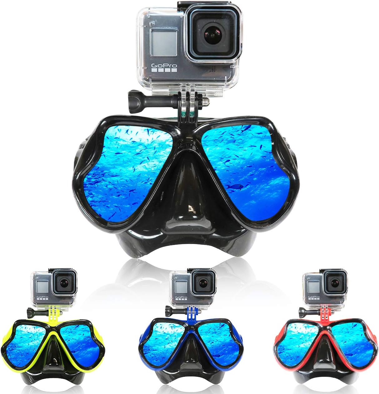 Amazon Co Jp Noa カメラマウント 付き ダイビングマスク 魚突き 銛 ダイビング 撮影 素潜り シュノーケル シュノーケリング スキューバ アクションカメラ 撮影 スピアフィッシング 水中銃 水中メガネ ゴーグル Gopro Yellow 家電 カメラ