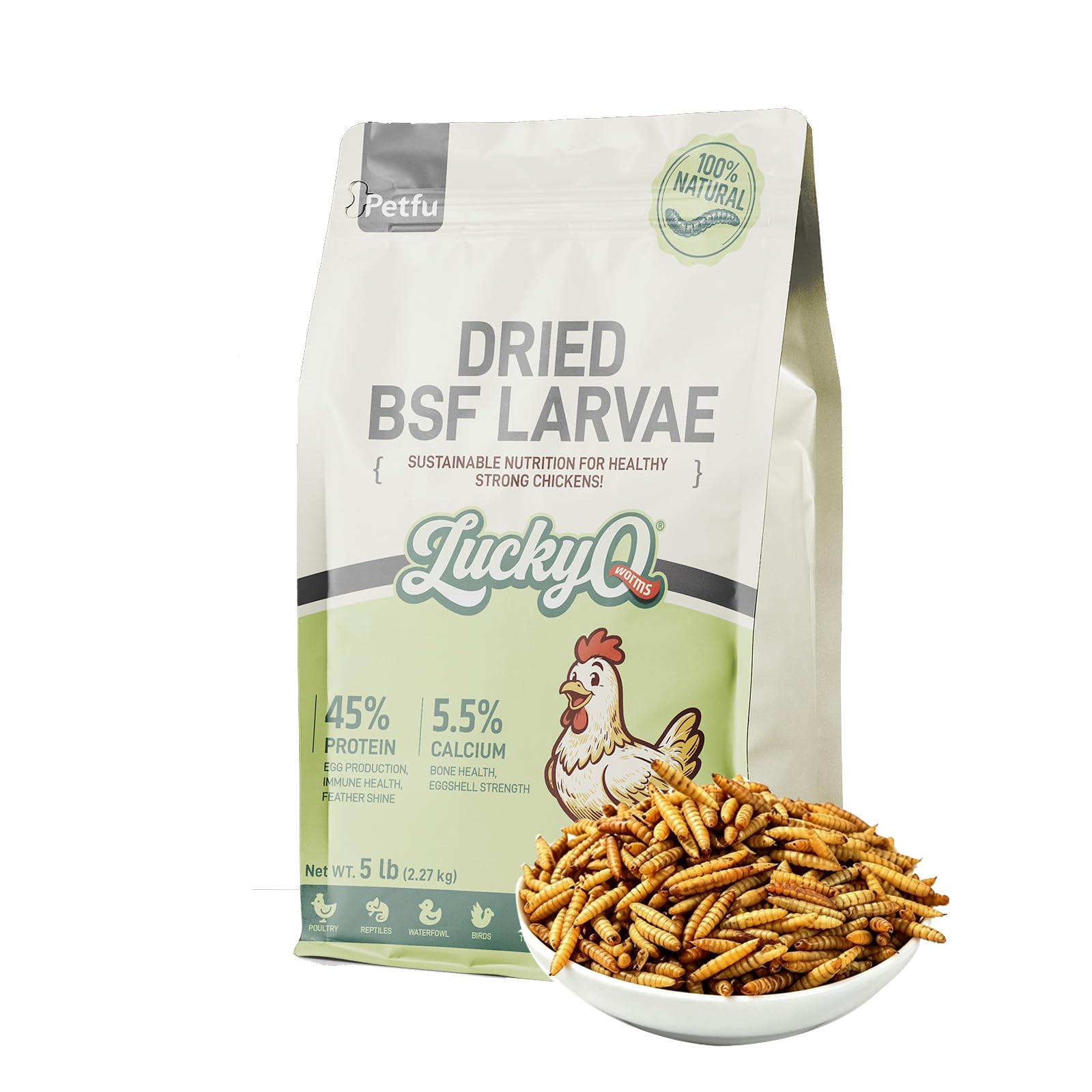 5lb Dried Black Soldier Fly Larvae for Chickens Hens High Protein Duck Food