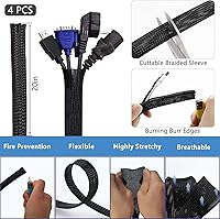 Vista 3 de ELII Kit de gestión de cables de 302 piezas, 4 fundas para cables, 45 clips para cables, 11 soportes para cables, 22 correas organizadoras de cables
