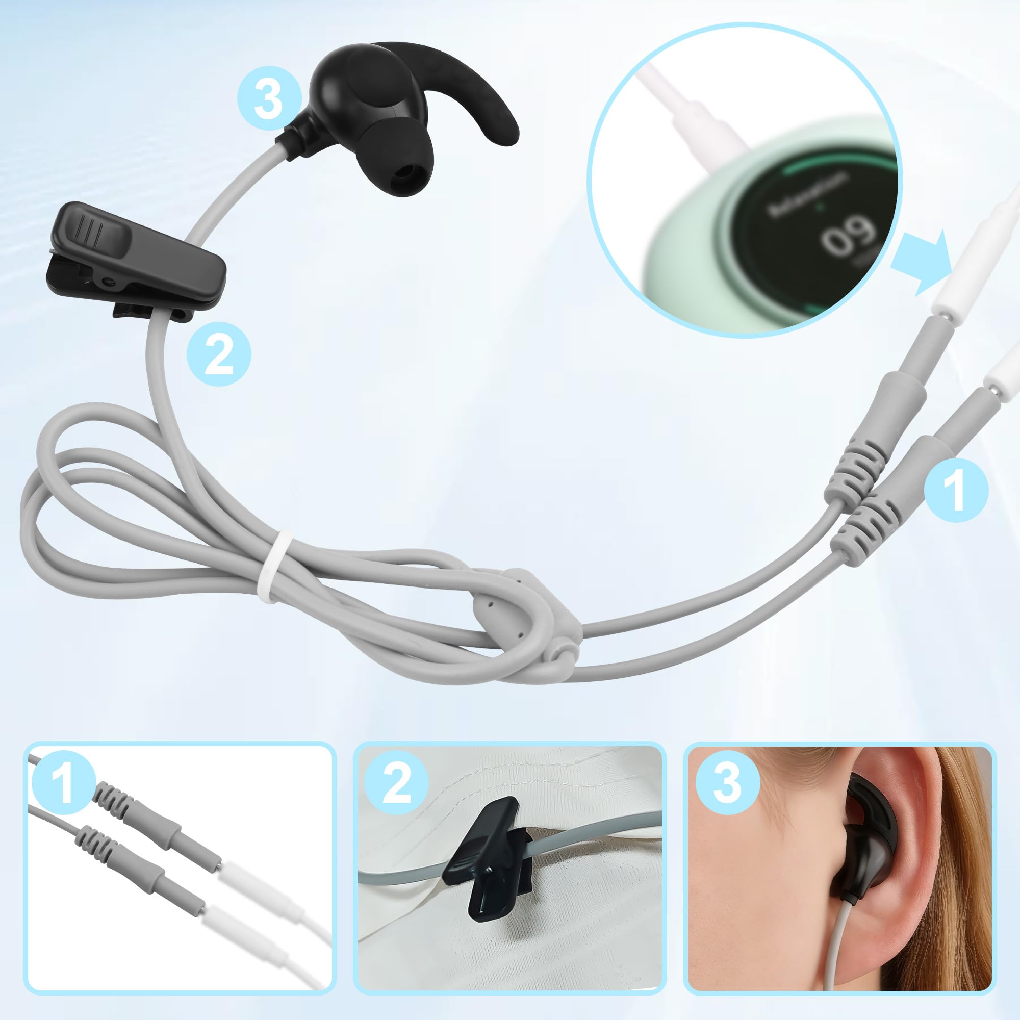 Vagus Nerve Stimulation Plug d'oreille vers connecteur avec flacon pulvérisateur et 2 embouts d'oreille remplaçables