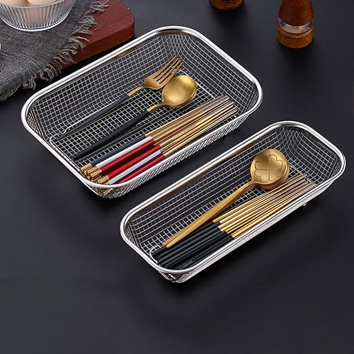 Miniatura 3 de Operitacx Colador de frutas de metal de alta calidad Cesta de tamiz inoxidable Colador rectangular de malla seguro práctico para uso doméstico