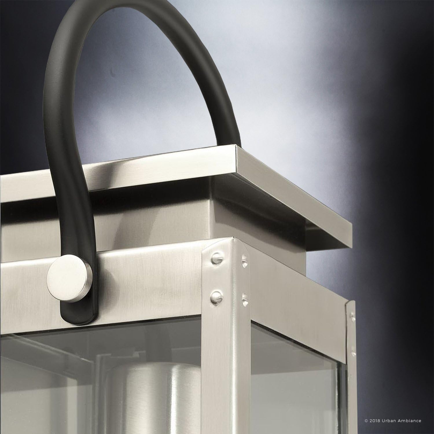 Urban Ambiance Luxury Modern Farmhouse Outdoor Wall Light, Medium Size: 15.875" H x 6.5" W, with Nautical Style Elements, Stainless Steel Finish, UHP1130, Darwin Collection