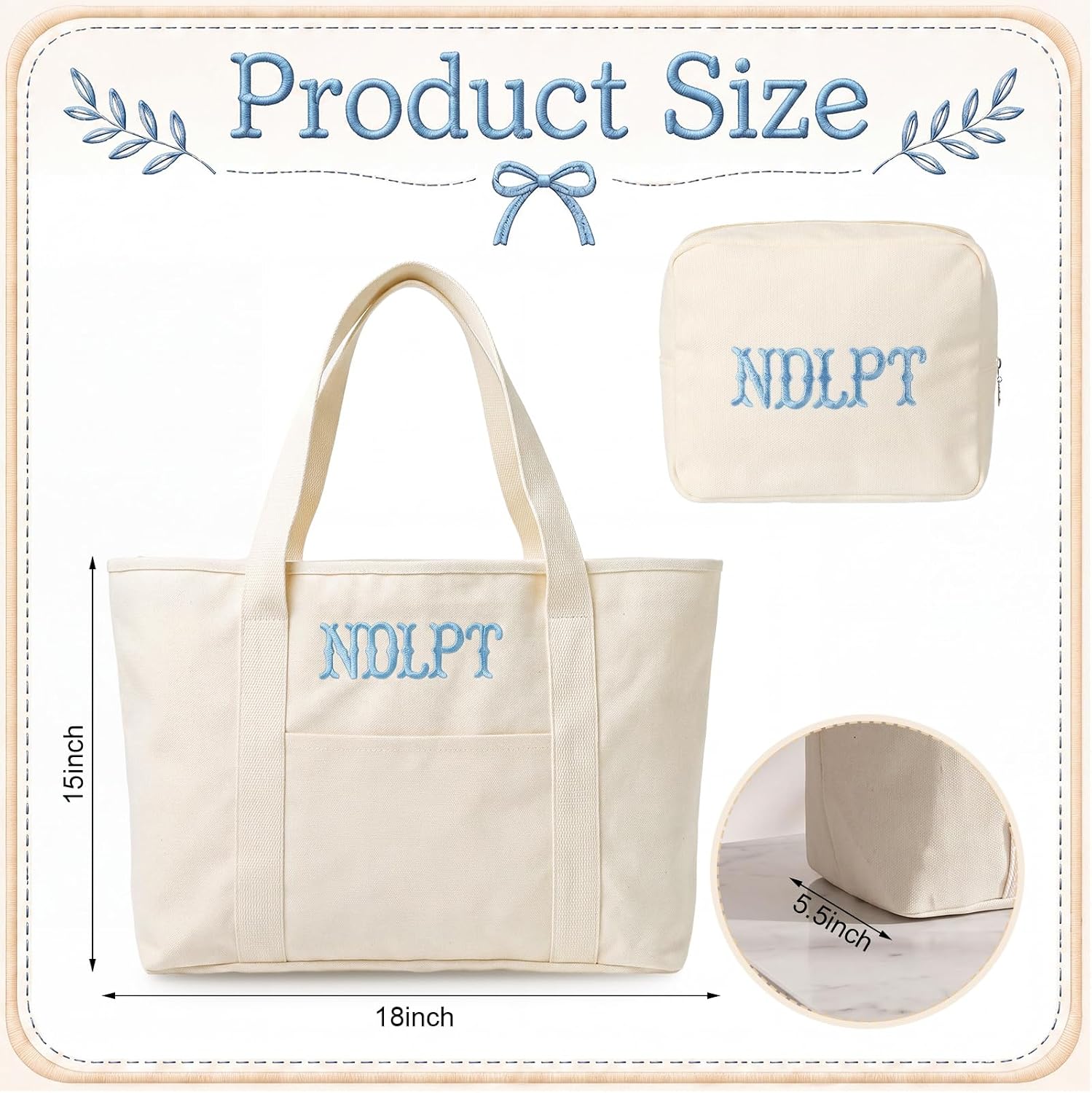 2 Pcs Needlepoint Canvas Tote Bag