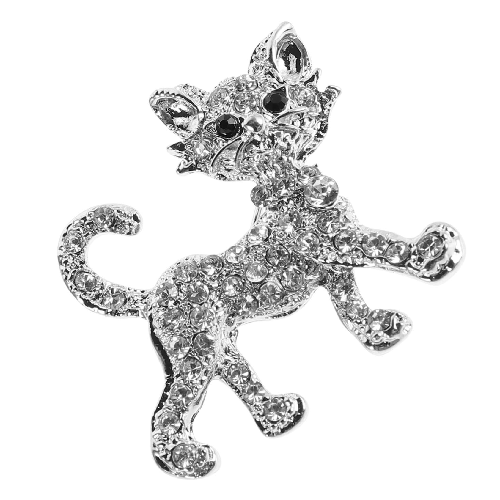 Broches con Forma de Gatito, Ropa de Princesa, Abrigo, Gato de Regazo, Diamantes de imitación, Recuerdo de Boda para Mujer, aleación de Plata