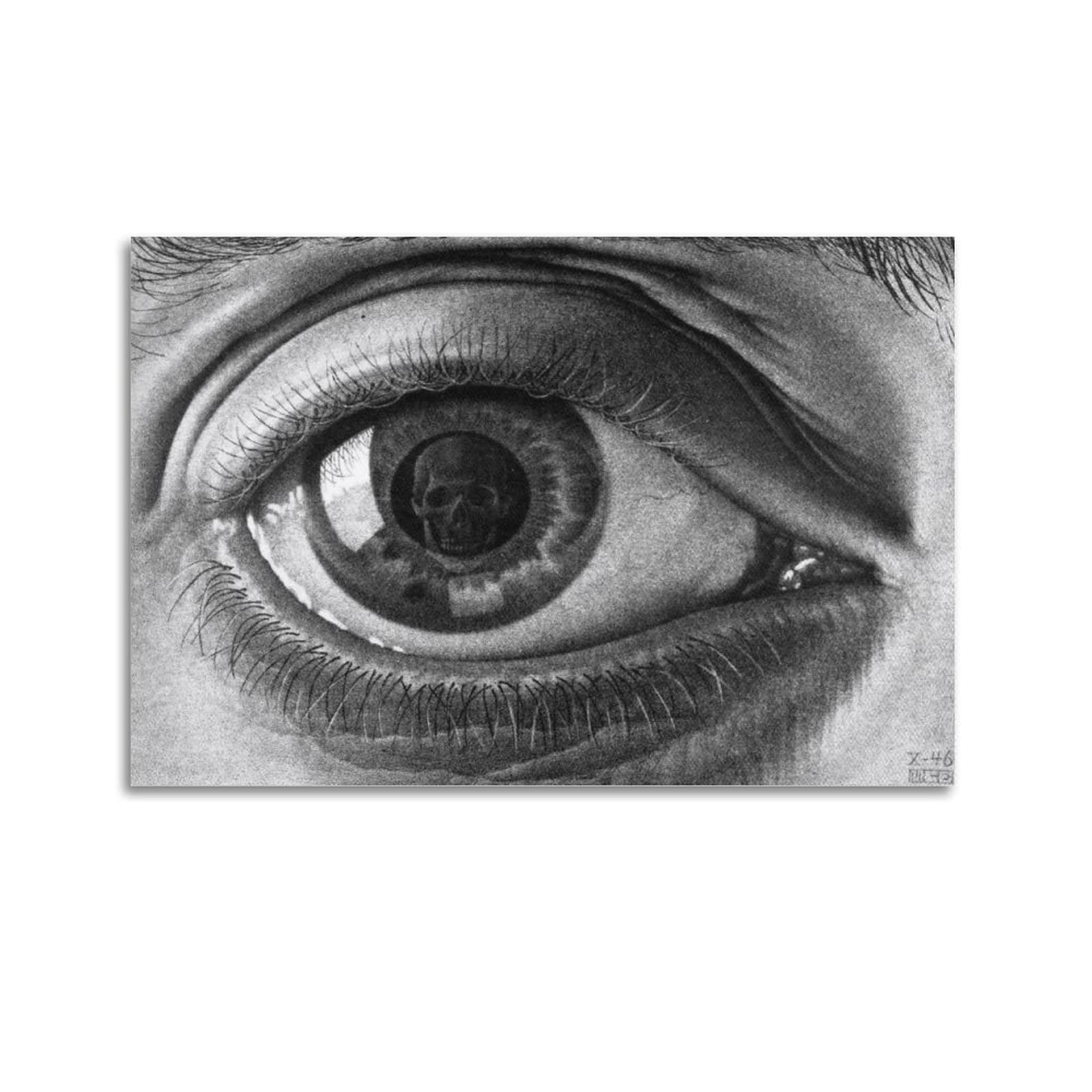 Jaher Unframe-Style M.c. Escher Paintings Artworks - (Eye) Posters Gifts Canvas Painting Wall Art Decorative Picture Prints Modern Decor 08X12inch(20X30cm)