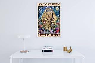 Dreacoss Plakat z hippisowskim dziewczyną, plakat z duszą, plakat hippisowska dusza, plakat vintage, mały hipisowski vintage plakat, dekoracja ścienna salonu, sypialnia, łazienka, kuchnia gotowa do powieszenia, bez ramki 50 x 76 cm